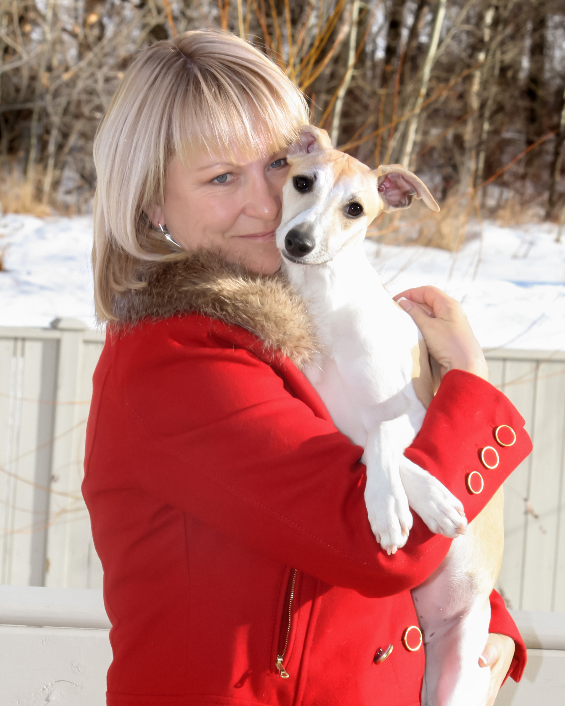 Photo of Karen LeJeune with a Whippet